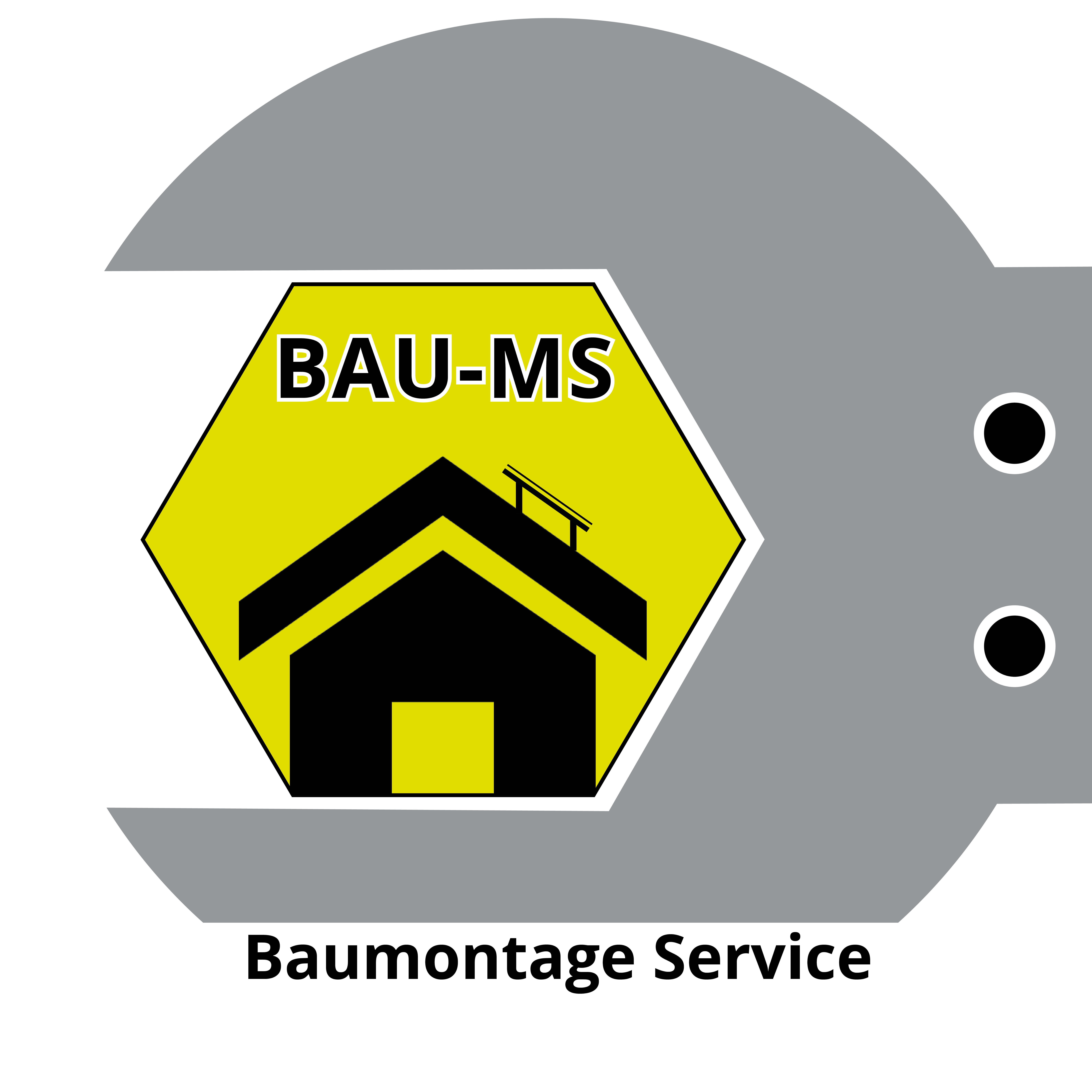 Logo als Polygon mit Schraubenschlüssel, Haus mit Photovoltaik